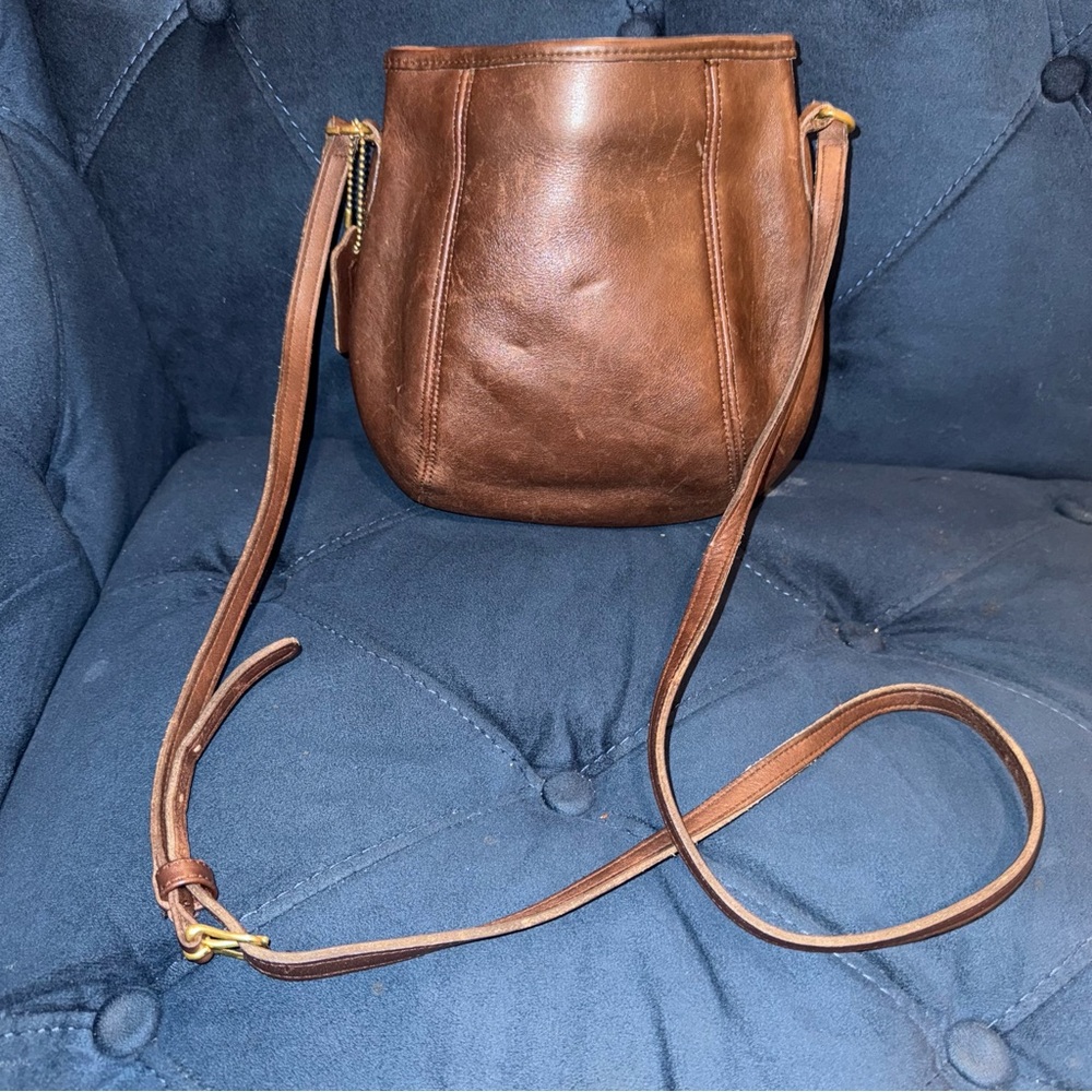 Coach Vintage Small Framed Pouch Crossbody Brown Clamshell Leather 9990